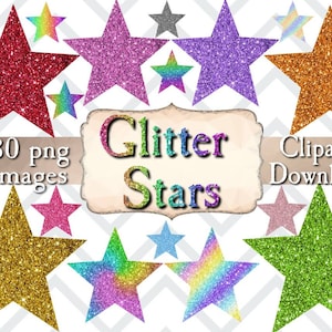 Glitter sterren clipart digitale stickers, kleine commerciële gebruik clipart glitter sterren, foto overlay sterren, digitale planner stickers sterren
