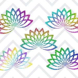 Clipart fiore di loto glitter, adesivi digitali fiore di loto glitter Goodnotes, clipart meditazione, adesivi digitali meditazione, download png immagine 2