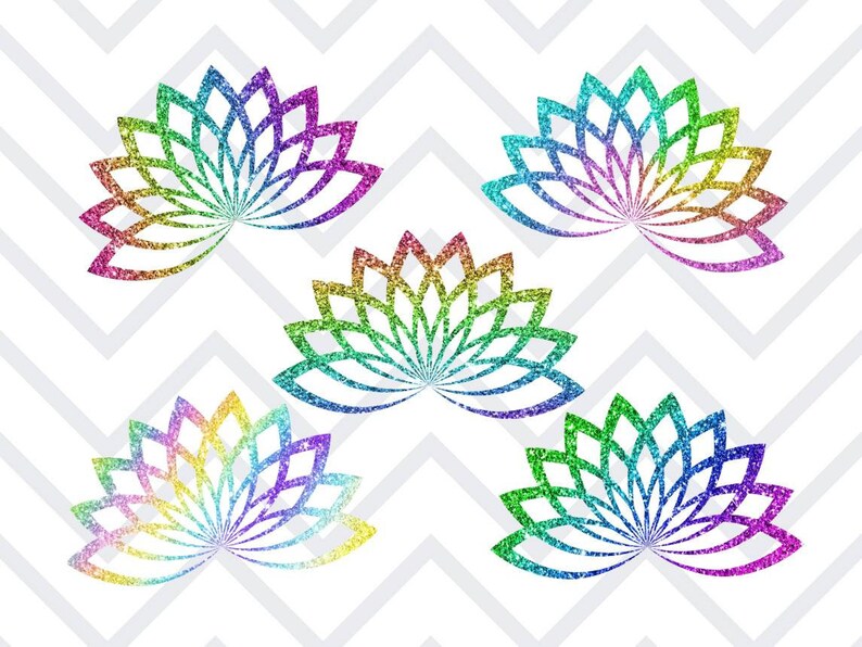 Clipart fiore di loto glitter, adesivi digitali fiore di loto glitter Goodnotes, clipart meditazione, adesivi digitali meditazione, download png immagine 2