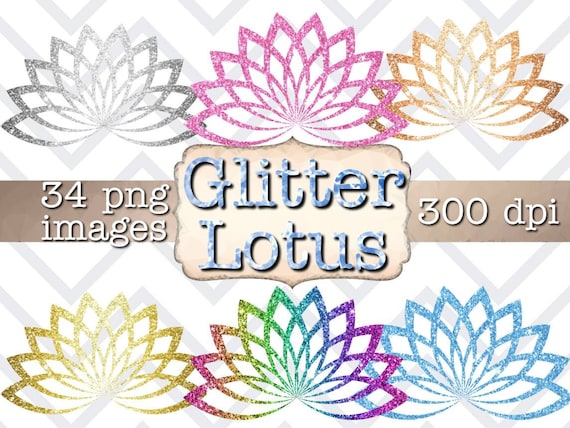 Glitter lotus flower clipart, glitter lotus flower digital stickers Goodnotes, meditation clipart, meditation digital stickers, png download