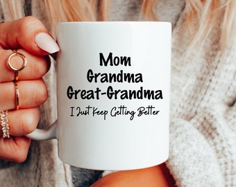 Mom Grandma Great-Grandma Coffee Mug, Funny Gift for Great- Grandma, Pregnancy Announcement, Gift for Great-Grandma, Baby Reveal to Family