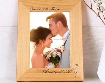 Wood Frame,  Custom Picture Frame, Engagement or Wedding Gift for Couples, Wedding Day Gift for Mom Grand Parents Dad, Christmas gifts