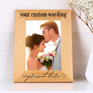 Custom Wording Personalized Picture Frame, Custom Wood Photo Frame, Engraved Picture Frame Gift, Bespoke Engraving Wood Picture Frame Logo