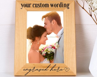 Custom Wording Personalized Picture Frame, Custom Wood Photo Frame, Engraved Picture Frame Gift, Bespoke Engraving Wood Picture Frame Logo