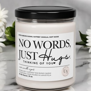 Thinking Of You Gift, No Words Just Hugs Candle, Sympathy Gift, Get Well Soon,  Sending You Hugs, Grief Gifts, Bereavement, Condolences