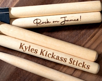 Custom Engraved Drumsticks with Name, Personalized Sticks Gift for Drummer, Marching Band Gifts