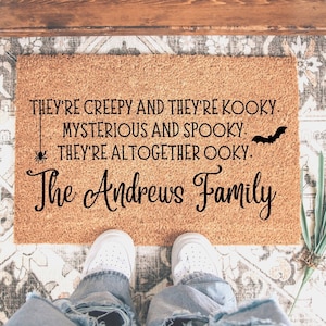 Addams Family Personalized Doormat,They&#39;re creepy kooky,Personalized Halloween Door mat,Halloween decoration,Halloween decorations,welcome