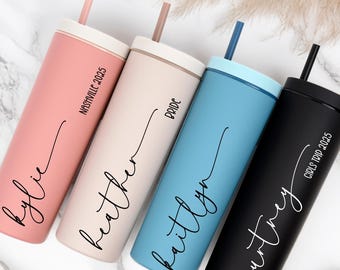 Personalized Bridesmaid Tumbler: Custom Acrylic Tumbler with Lid & Straw