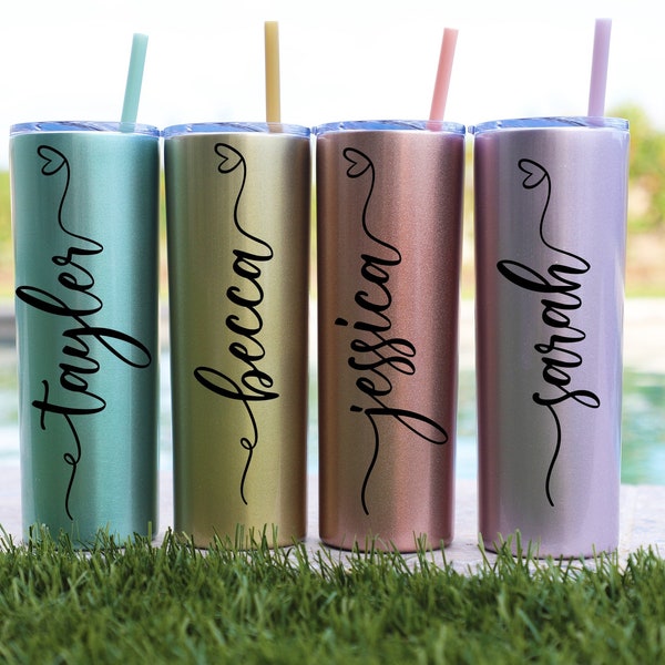 bridesmaid gift, custom tumbler, personalized tumbler, insulated tumbler, skinny tumbler, tumbler with straw, sorority gift, graduation gift