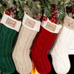 Personalized Knitted Christmas Stocking: Engraved Family Holiday Decor, Xmas 2025