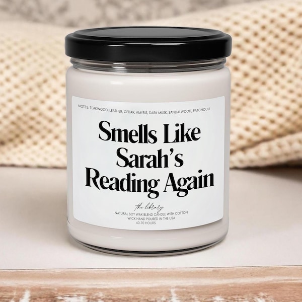 Book Candle, Reader Gift, Smells Like She's Reading Again, Pronoun Options, Book Club Gift, Bookworm Gift, Bookish Gifts, Book Lover Gift