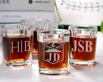 Personalized Engraved Shot Glasses for Groomsmen, Custom Bachelor Party Favors