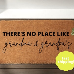 There's No Place Like Grandma and Grandpa's Doormat, home decor, personalized doormat, grandparents gift, welcome mat, front doormat, porch