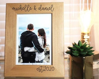 Wood Frame - Custom Picture Frame, Engagement or Wedding Gift for Couples, Wedding Day Gift for Mom Grand Parents Dad- Christmas gifts