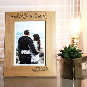 Wood Frame - Custom Picture Frame, Engagement or Wedding Gift for Couples, Wedding Day Gift for Mom Grand Parents Dad- Christmas gifts