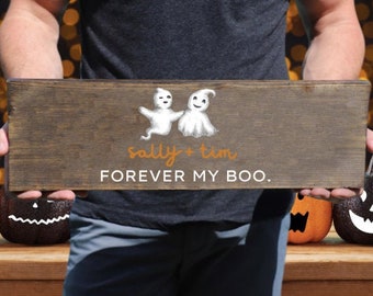 personalized halloween decor sign, halloween decor couples, halloween Sign, custom Wood Signs, Personalized Gift, Wooden Decor for Home