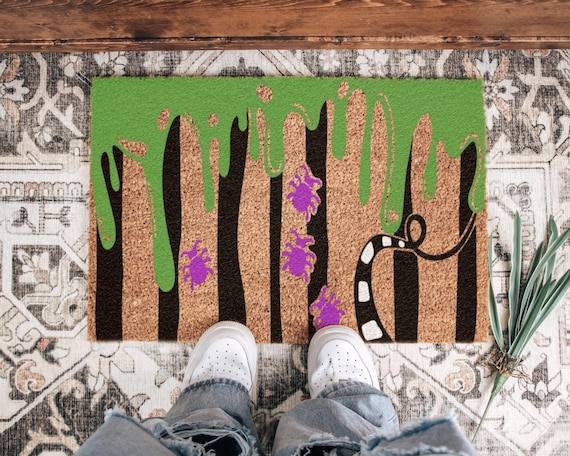 Beetle Themed Juice Halloween Welcome Mat, Halloween Doormat, Halloween Outdoor Decor, Beetle geuse, Halloween Home Decor, Fall Decor