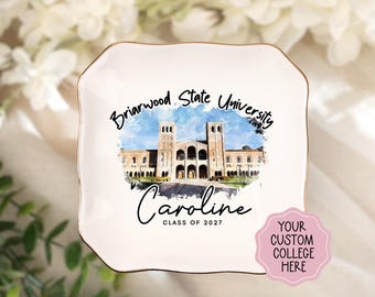 Custom University Ring Dish, Graduation Trinket Tray, Class of 2026 Gift