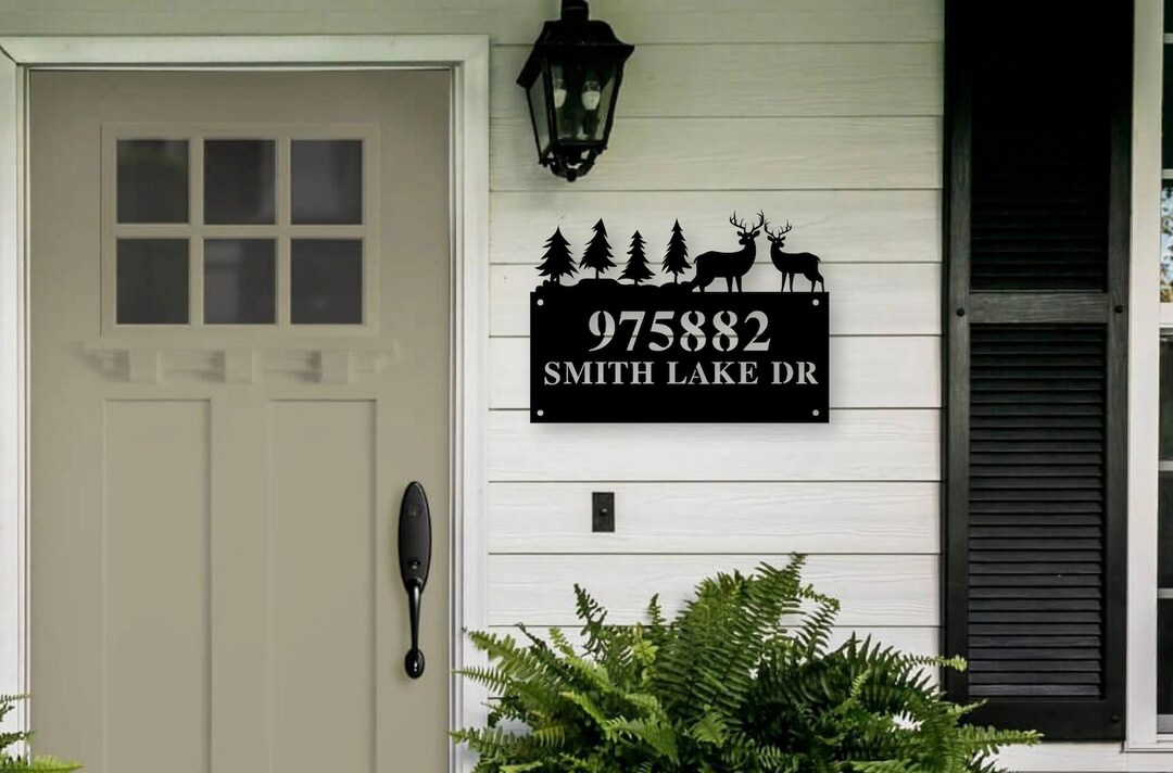 Deer Address Sign, Metal Deer Sign, Deer Yard Sign, Address Sign, Deer