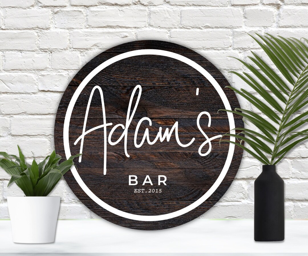 Personalized Bar Sign, Round Wooden Sign, Custom Wood Sign, Home Bar ...