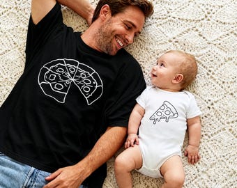Dad and Baby Matching Pizza Shirt Set, Daddy and Me Shirt, Fathers Day Gift, New Dad Tee and Baby Bodysuit