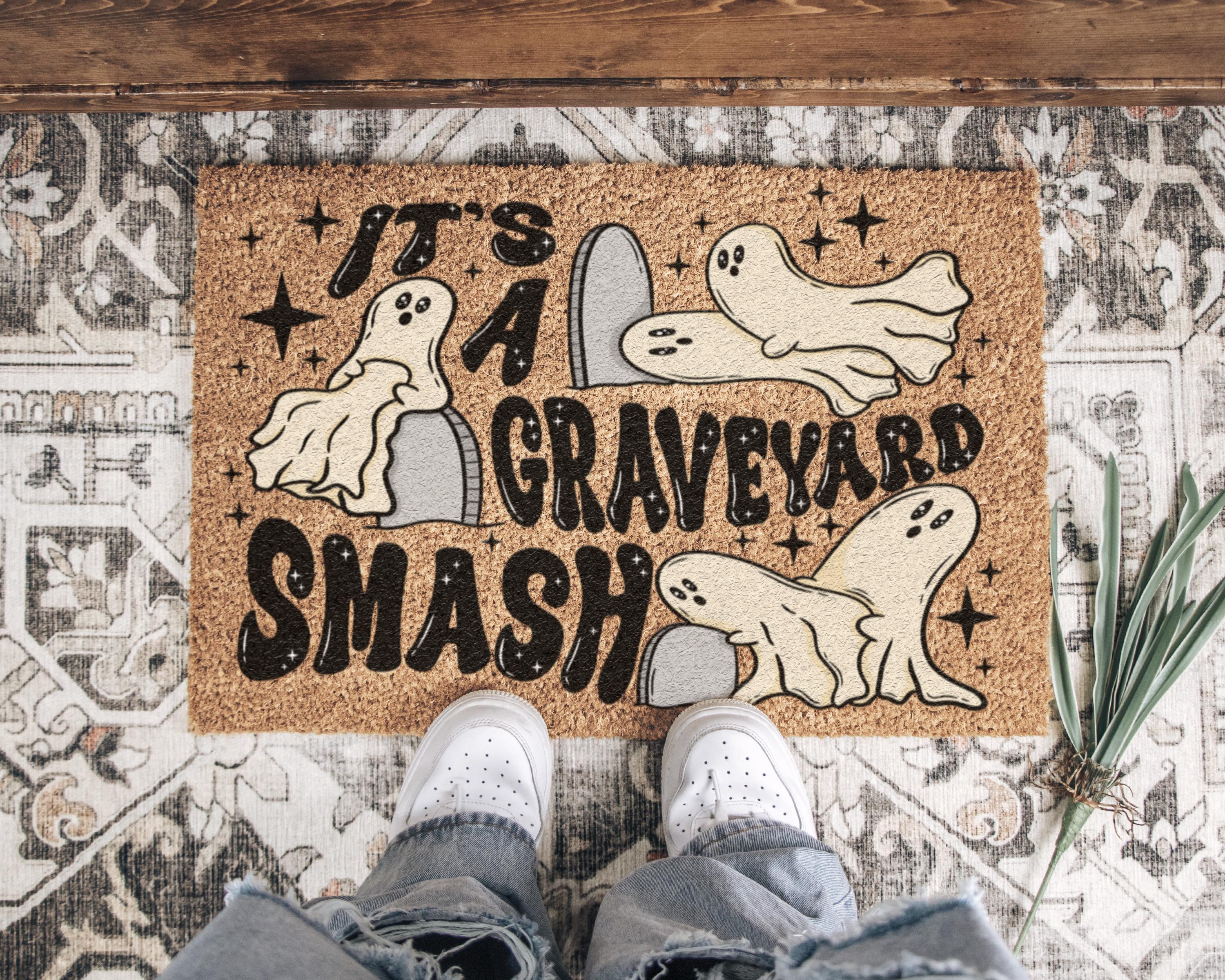 It's A Graveyard Smash Retro Halloween Doormat, Fall Decor, Halloween Front Door Decor, Ghost Decor, Cute Halloween Decor, Halloween Themed
