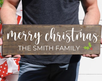 Christmas personalized sign, merry Christmas sign, family name sign, Christmas decor, farmhouse Christmas,gift for family, gift for parents