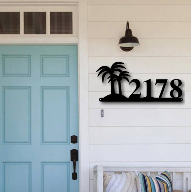 Custom Metal Address Sign Palm Tree Address Sign Address Etsy