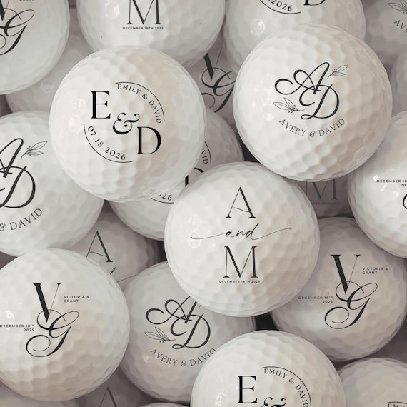 Personalized Wedding Golf Balls, Custom Monogram Bulk Wedding Favors