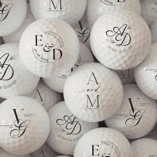 Personalized Wedding Golf Balls, Custom Monogram Bulk Wedding Favors