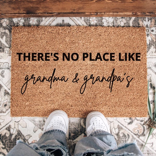 Custom Grandparents Doormat: "There's No Place Like Grandma & Grandpa's"