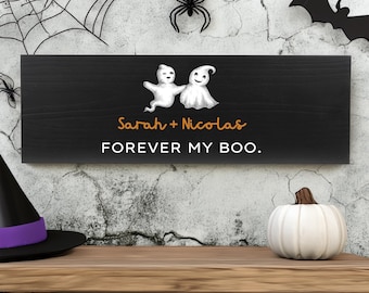 Personalized Halloween Decor: Forever My Boo Wooden Sign