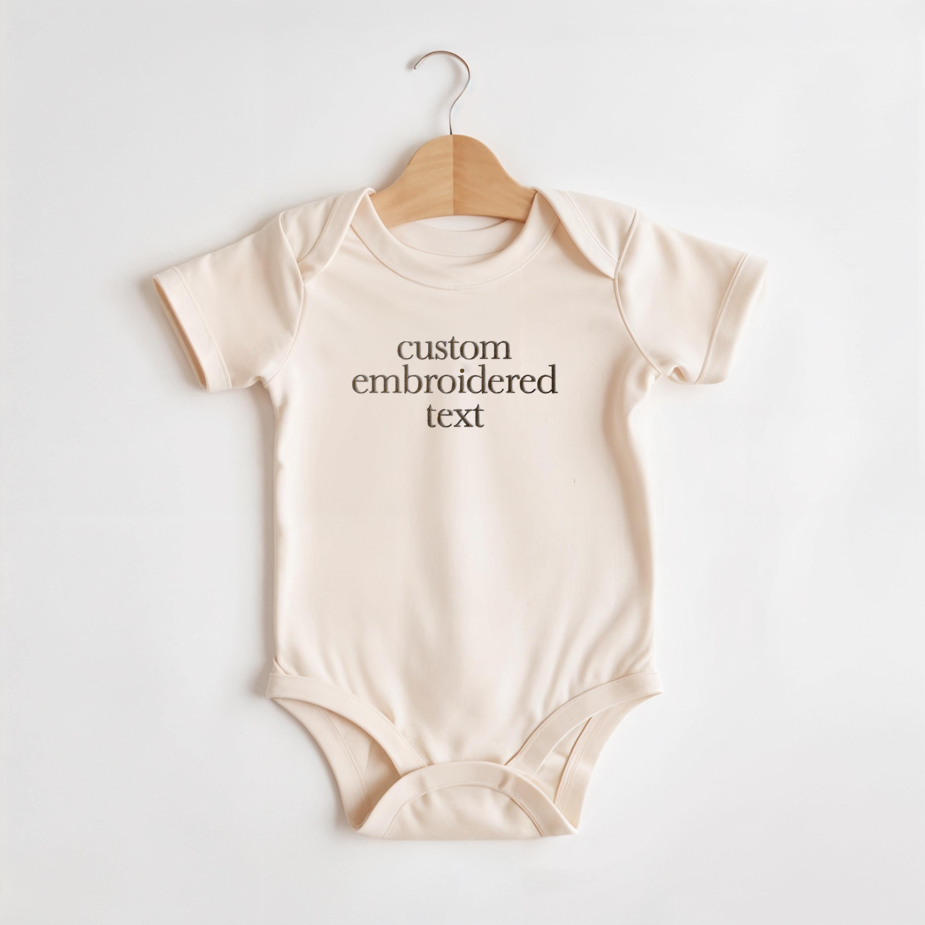 Custom Text Embroidered Baby Onesie Bodysuit