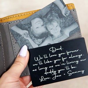 Inserto de billetera con foto grabada, inserto de billetera personalizado, regalos para hombres, regalos para él, tarjeta de amor con foto grabada con láser