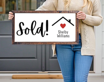 Realtor Closing Gift: Personalized 'Sold!' Wood Sign