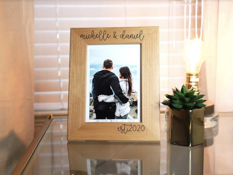 Wood Frame - Custom Picture Frame, Engagement or Wedding Gift for Couples, Wedding Day Gift for Mom Grand Parents Dad- Christmas gifts 