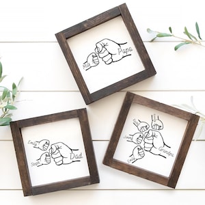 Fist Bump Dad And Kids Framed Sign Gift From Kids Sign Gifts For Dad Father's Day Gift Unique Gift For Dad Sign With Kids Names Grandpa Gift