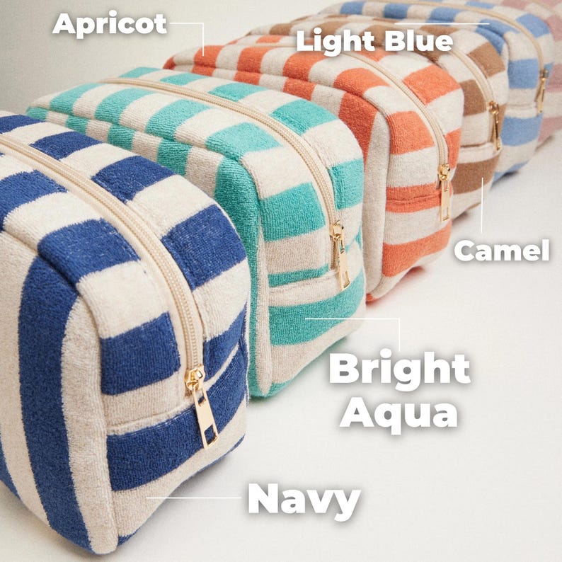 Personalized Terry Cloth Makeup Bag – Custom Embroidered Cosmetic Pouch ...