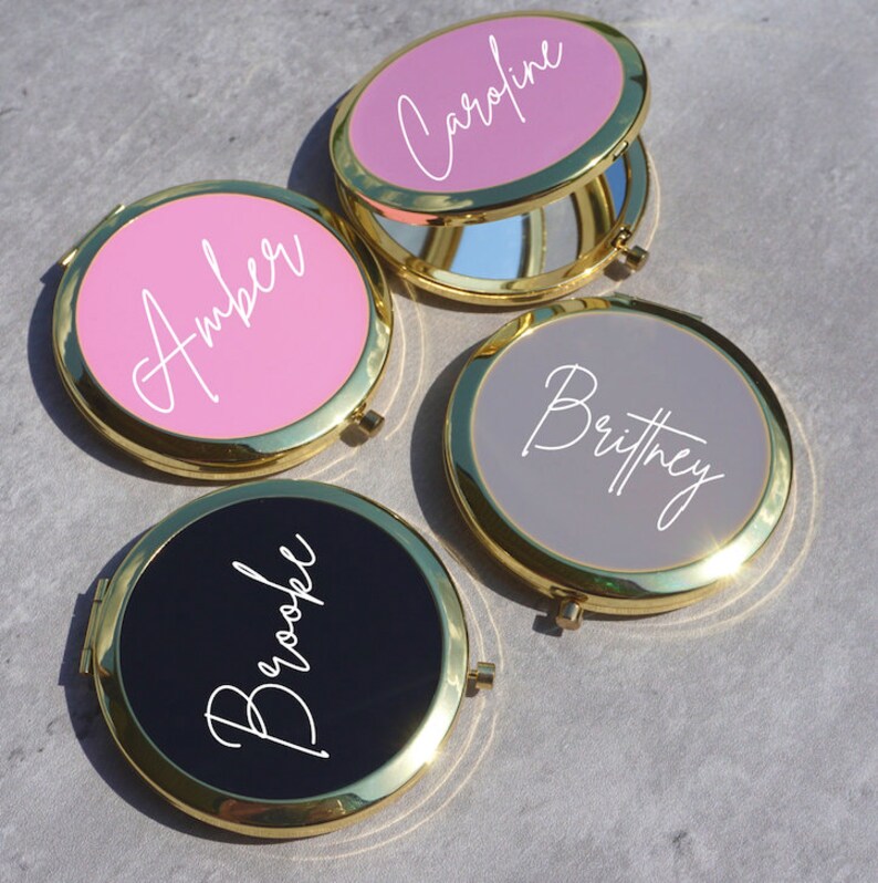 Personalized Compact Mirror With Name Bachelorette Hen Party Etsy
