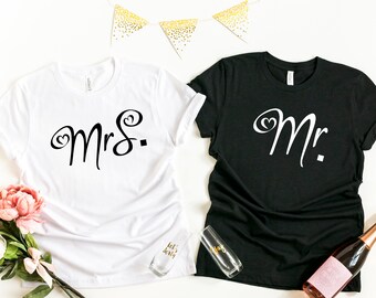 Mr and Mrs Shirts Bride Groom Couples Matching Shirts Wedding Honeymoon Soon to be Mrs Soon to be Mr Getting Ready Vacation Shirts