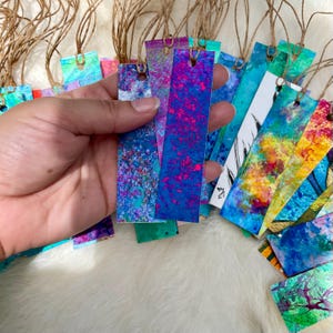 Abstract Acrylic Bookmark, Random Original Painting (4x1 in)