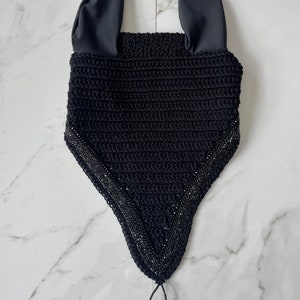 Horse Bonnet in Black with Black Bling