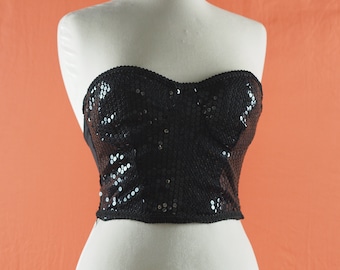 1980s Dali Melamé Black Sequined Bustier