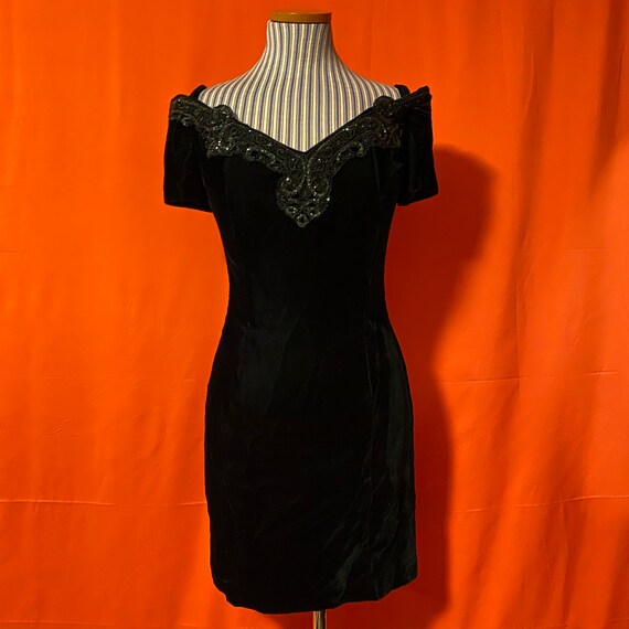 1980s Dress By Choice Green Velvet Mini Dress