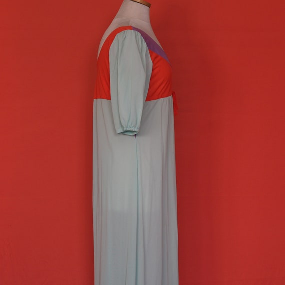 1960s Handmade Nylon Color Block Maxi Dress - image 5