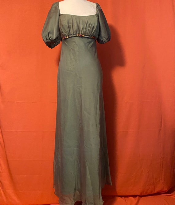 1990s Michaelangelo Green Floral Gown