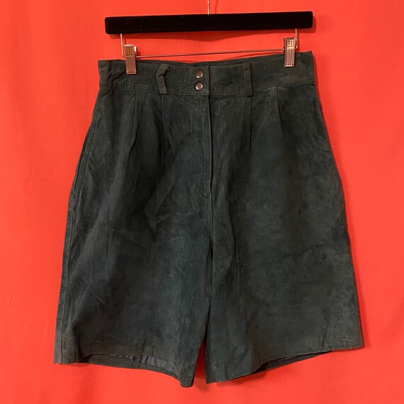 1980s David Hollis Teal Suede Shorts