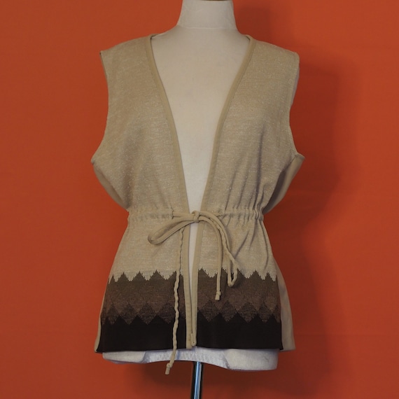 1970s Unbranded Brown Knit Vest