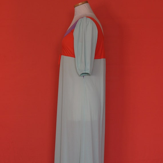 1960s Handmade Nylon Color Block Maxi Dress - image 4