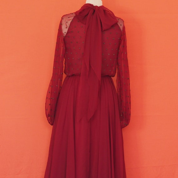 1950s Victoria Royal Ltd. Red Beaded Top Gown - image 3